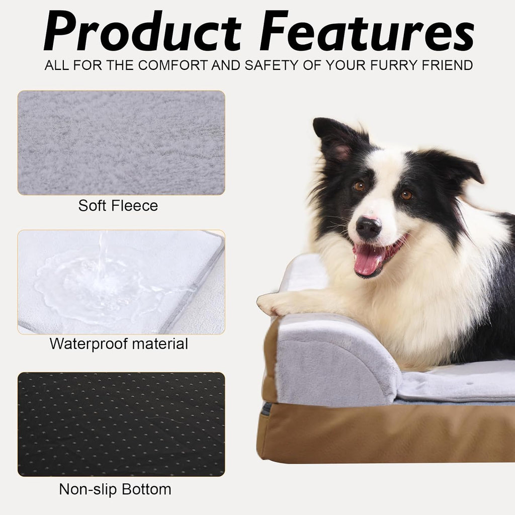 Heated Dog Bed Medium Sized Dog, Heated Pet Bed Waterproof Cover, Medium Orthopedic Dog Sofa Bed Memory Foam with Pet Heating Pad - 27.95x23.2x6.3in