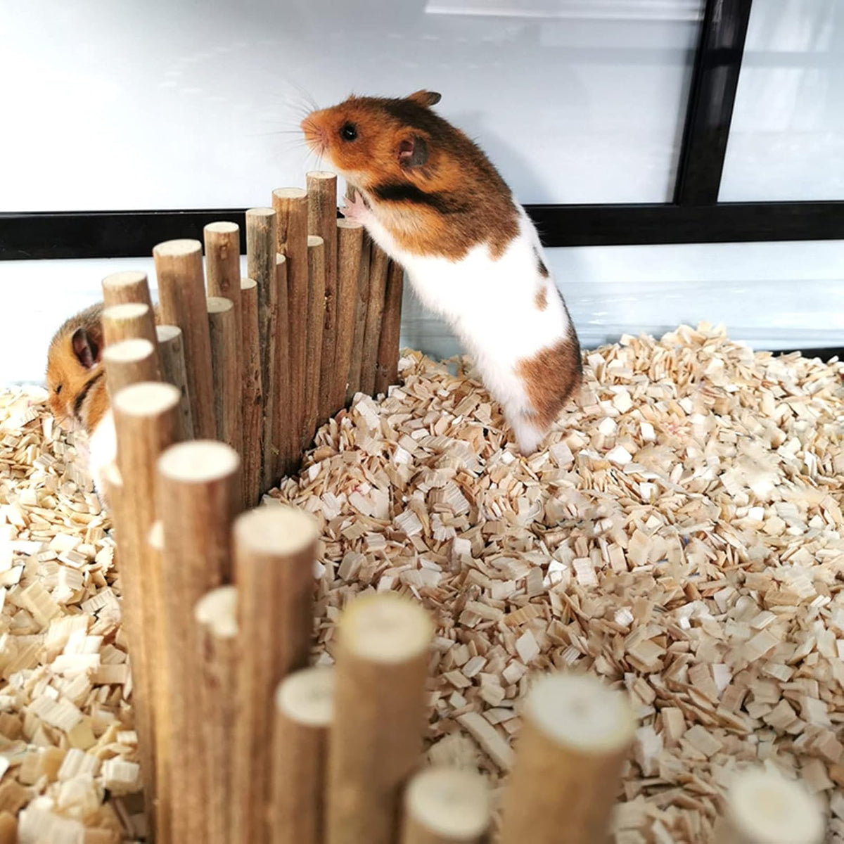 Flexible Hamster Wooden Bridge, 11.8In Fence for Cage Accessories