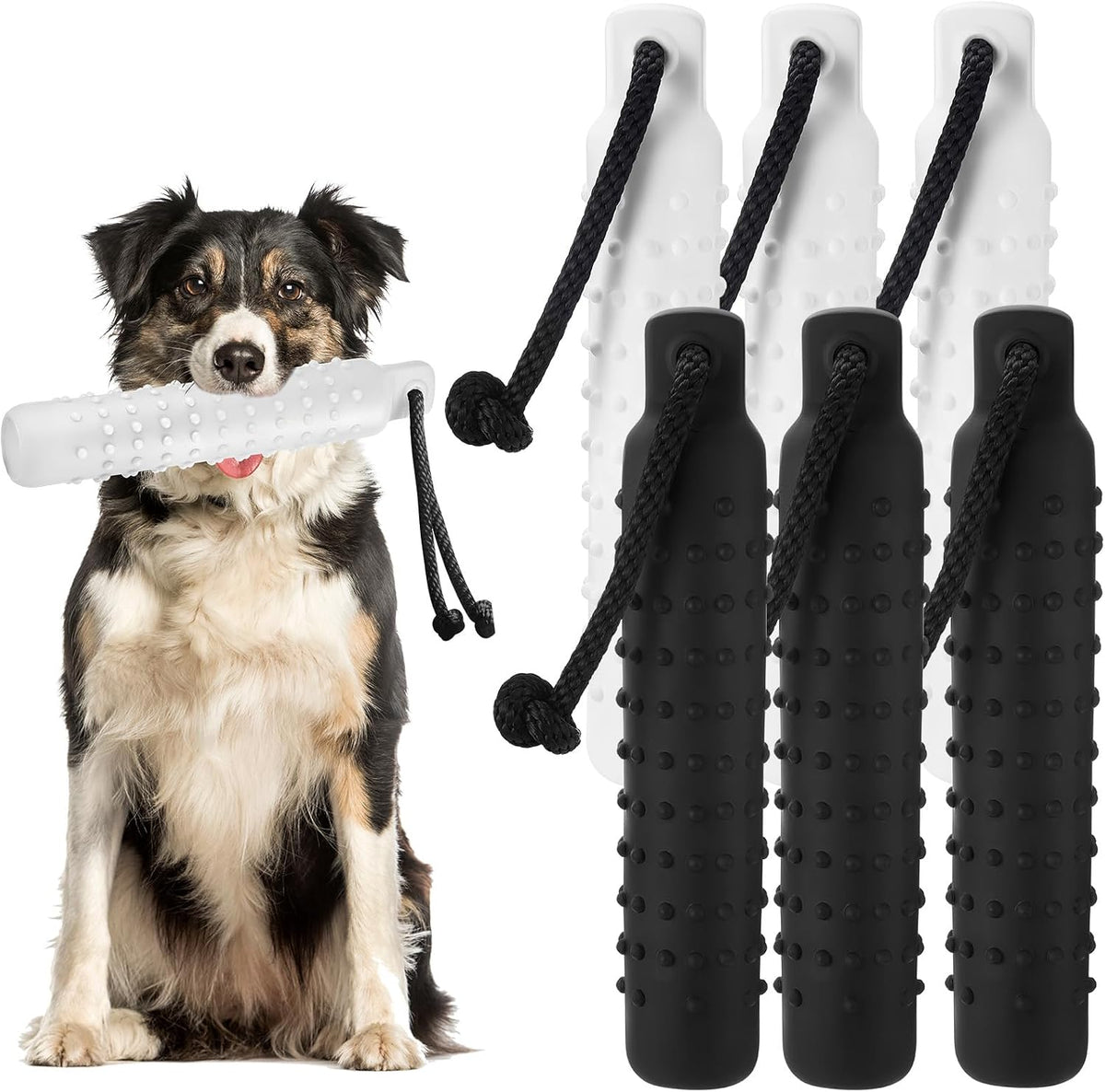 Blueweenly Black,White Dog Bumper Toy Training Dummy, 6 Pcs