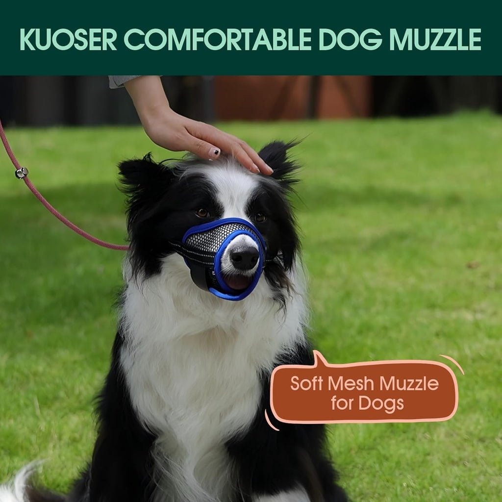 Kuoser 2 Pack Dog Muzzle，Soft Mesh Muzzles for Small Dogs, Blue L