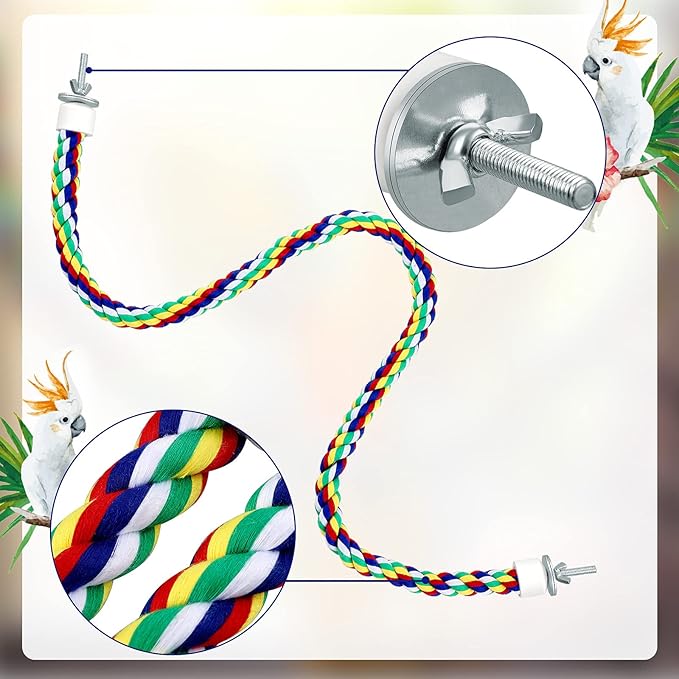 Weewooday 2 Pcs Bird Rope Perches Climbing Rope Bird Cage Accessories - Image 3