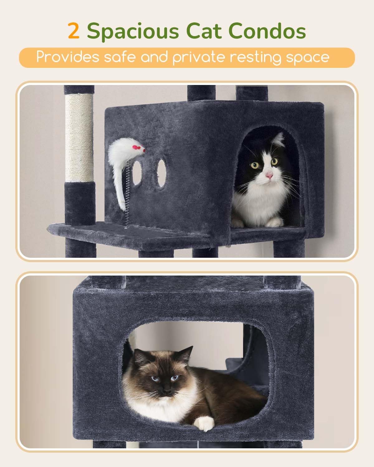 Globlazer 80in Cat Tree Tower for Indoor Cats Large Adult, S80B, Dark Grey