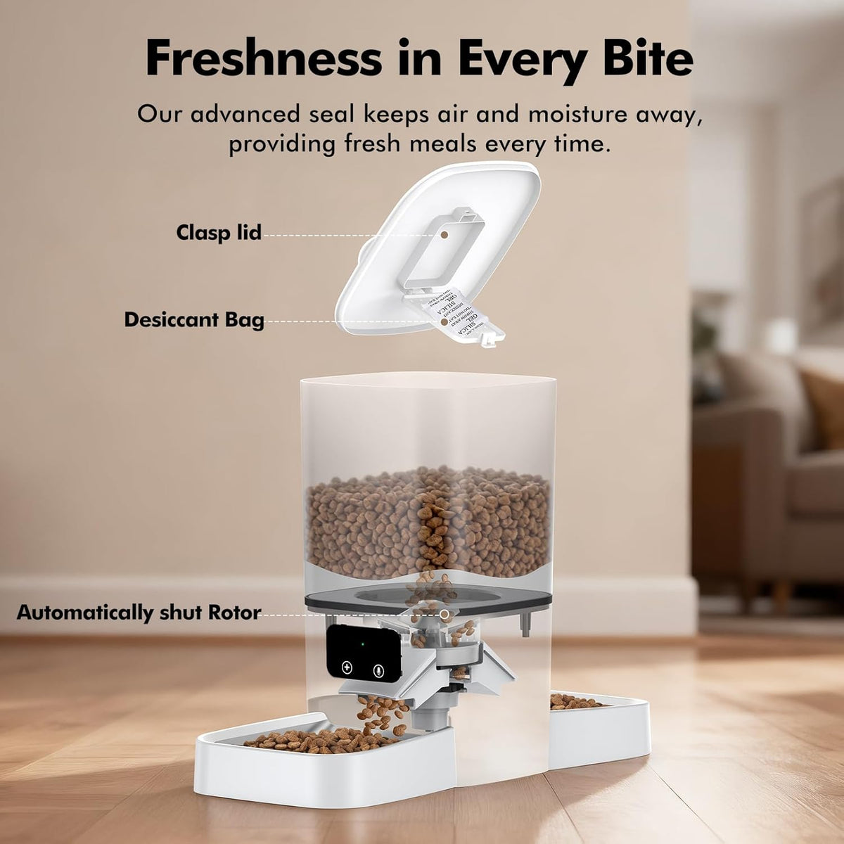 6L Automatic Cat Feeder for 2 Cats, APP Control, Precise Portion Control