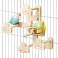 Parrots Playground,Natural Wood Perch Stand with Feeding Cups,Parrots Play Gym,Birds Perch Stand for Budgie Conures Cockatoos Lovebirds(Includes PVC Food Bowl)