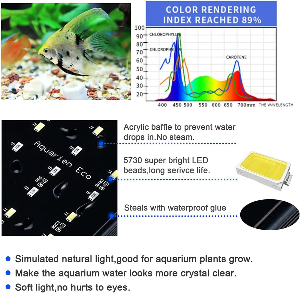 Upgraded Aquarium Light 11 to 78 inch Full Spectrum Fish Tank Light