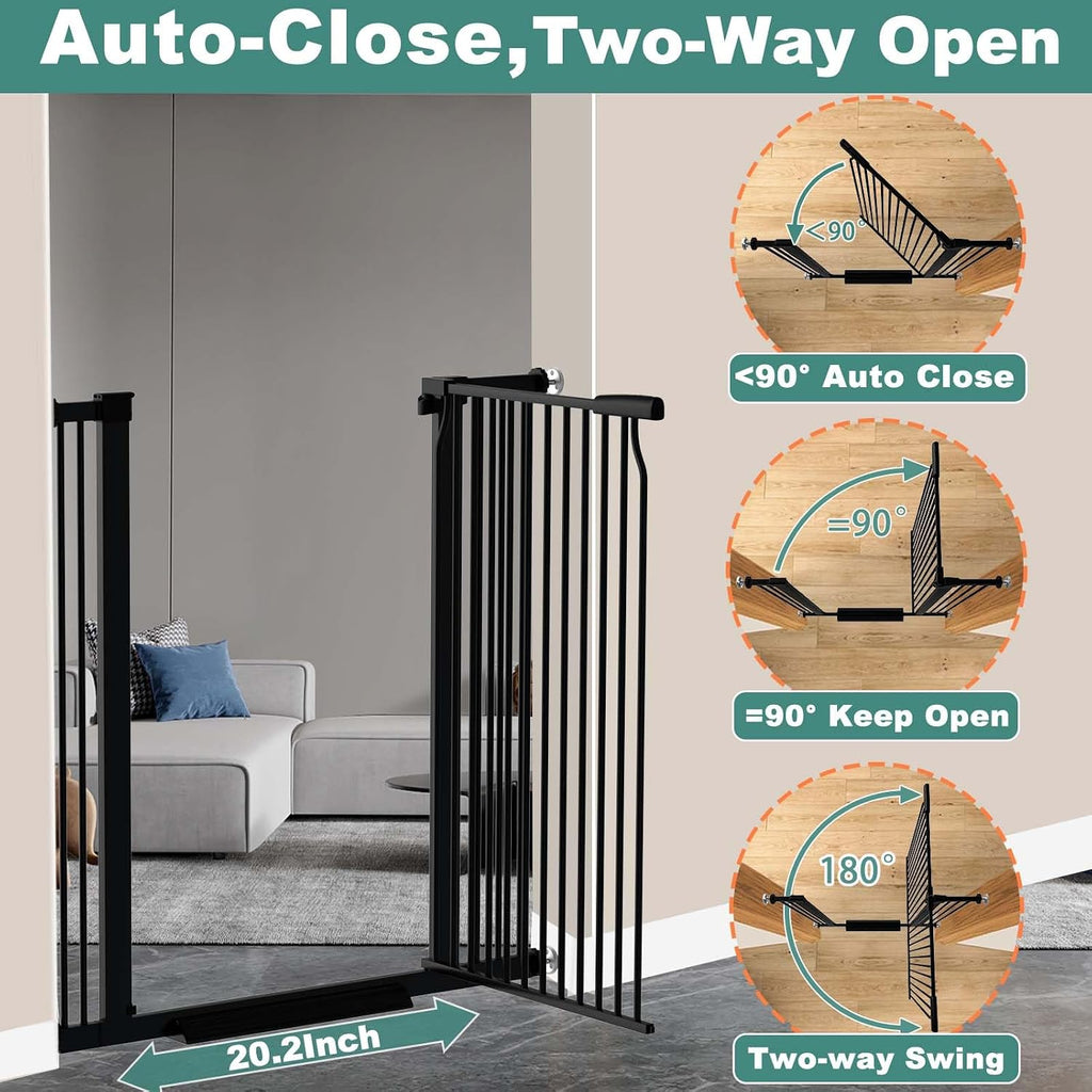 40.5" Extra Tall Baby Gate for Doorways, 49.2"-54.7" Extra Wide Pet Gate Pressure Mounted, 1.37" Narrow Space Puppy Dog Barrier Indoor, No Drill Safety Child Gate, No Climb Fence Black
