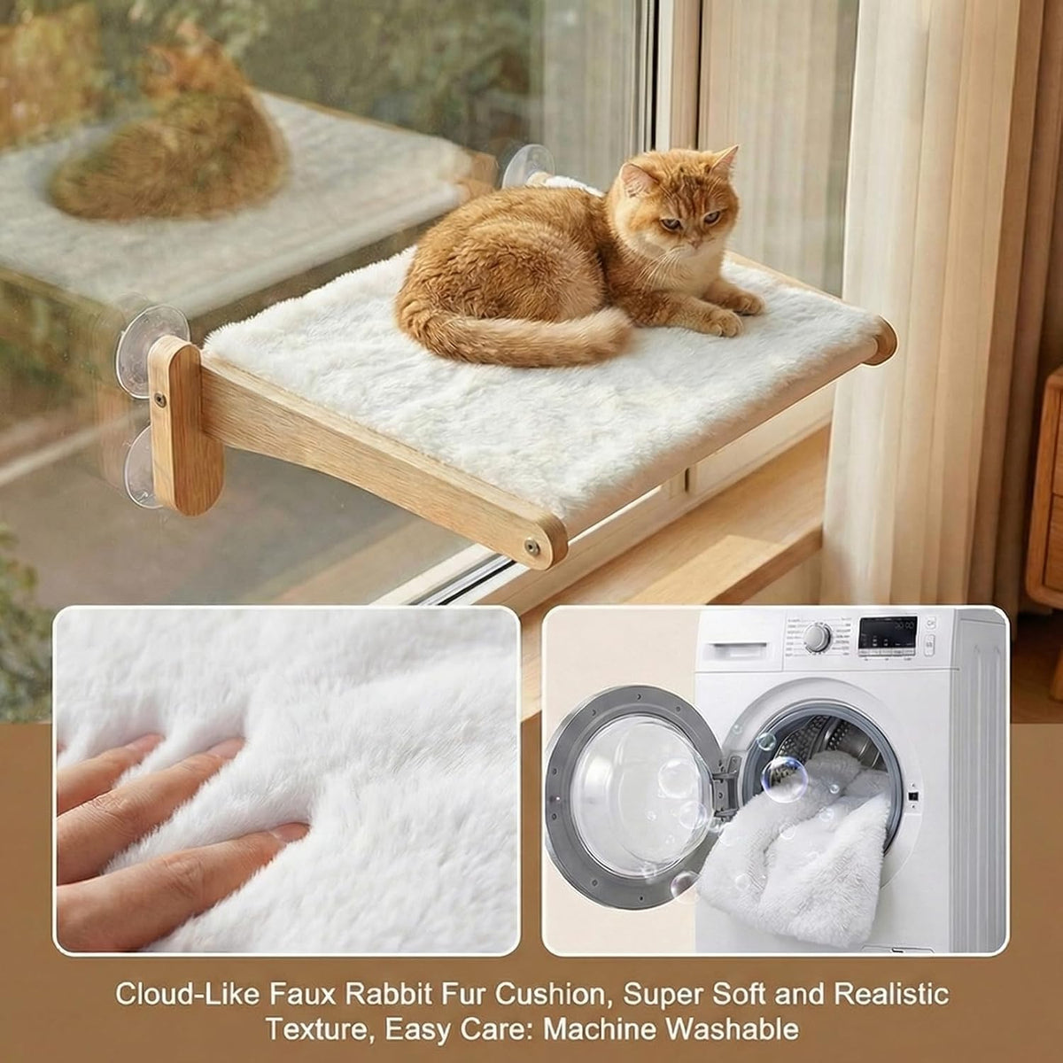 Cat Window Perch with Bird Feeder,Suction Cup Window Cat Bed for Large Cats