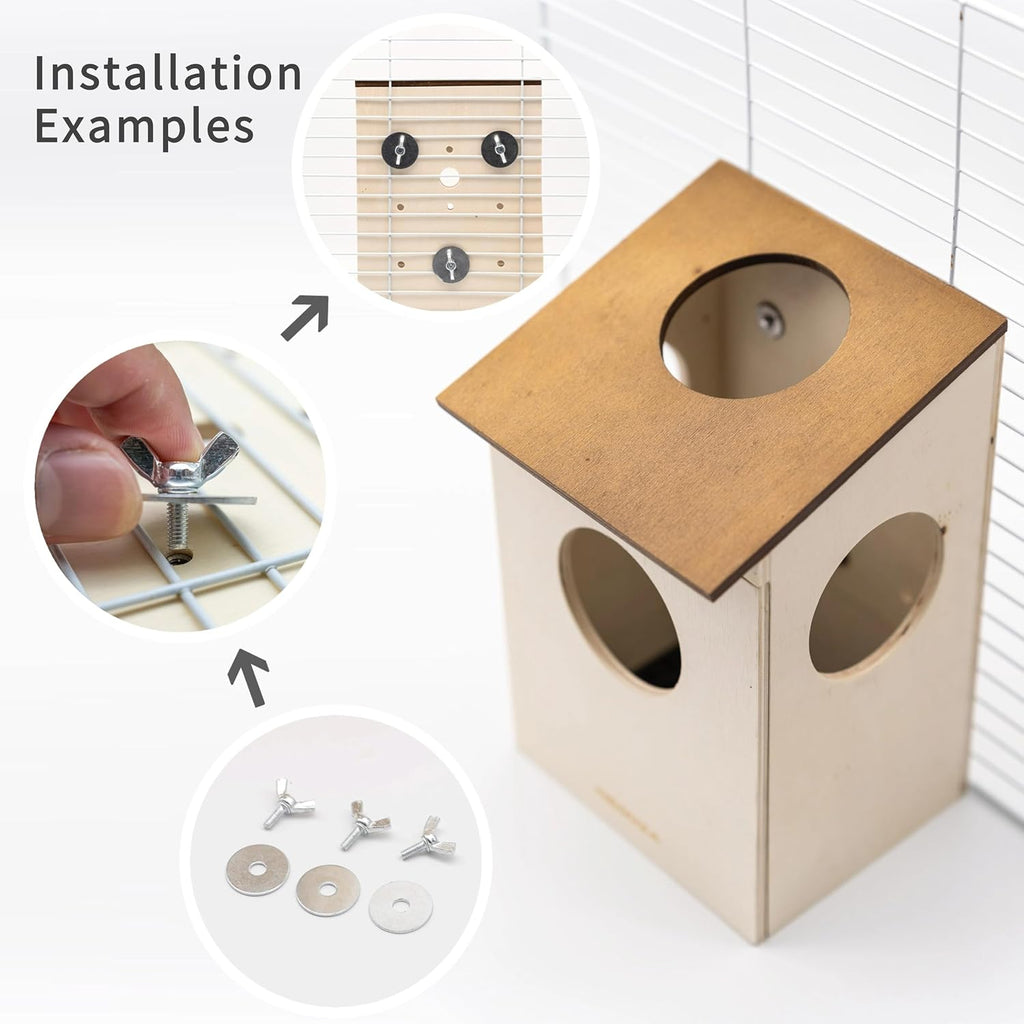 Sugar Glider Nest Nesting Box House for cage， Small Animal Accessories，Made of Wood, Easy to Clean，Toys Supplies