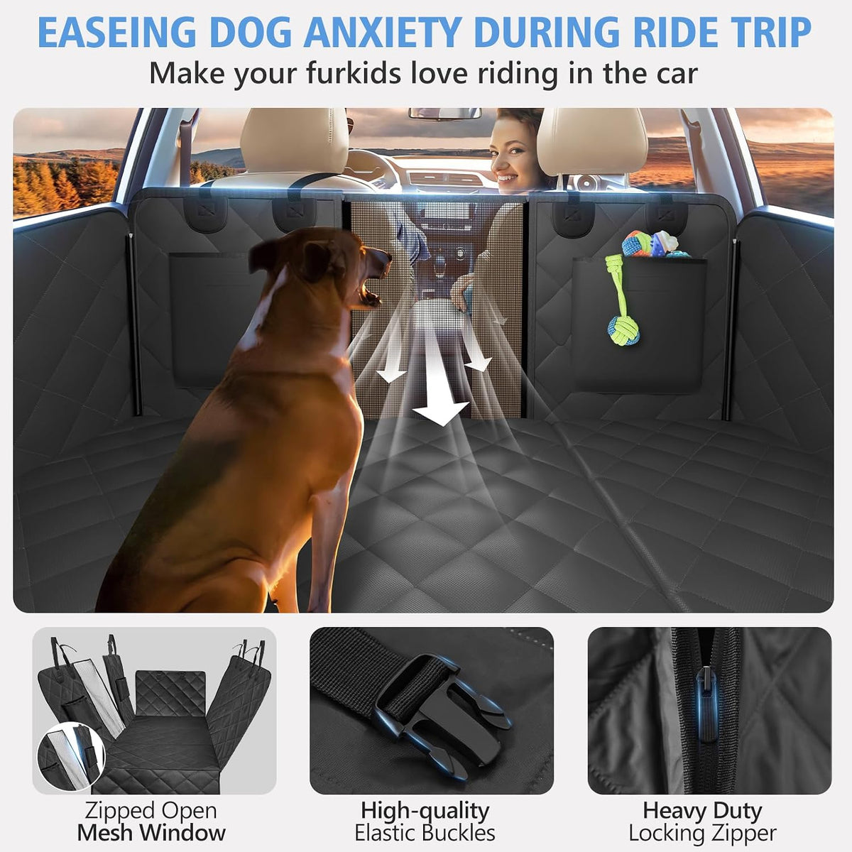Btefd Back Seat Extender for Dogs, Hard Bottom Dog Hammock for Car & SUV