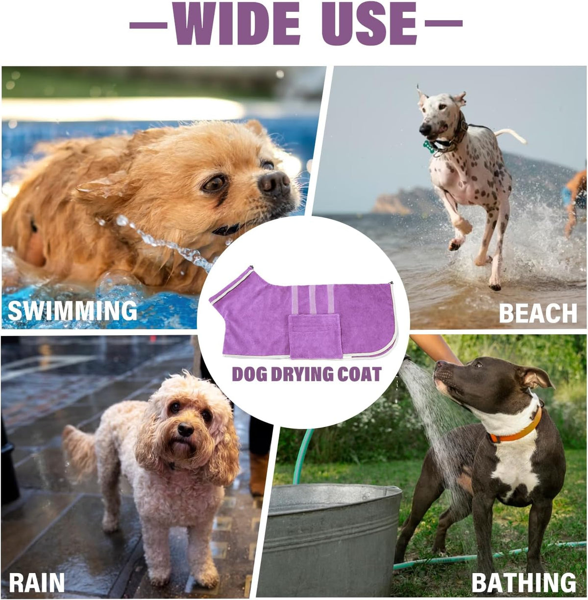 Dog Bathrobe Towel Dog Drying Coat Microfiber Absorbent Fast Drying Robes