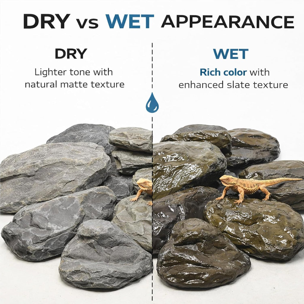 20lb Natural Stone Turtle Rocks for Tank 8-10pcs Basking Platform Stone, Natural Slate Rocks for Reptiles, Aquarium & Aquascape Decor(2-10 Inches)