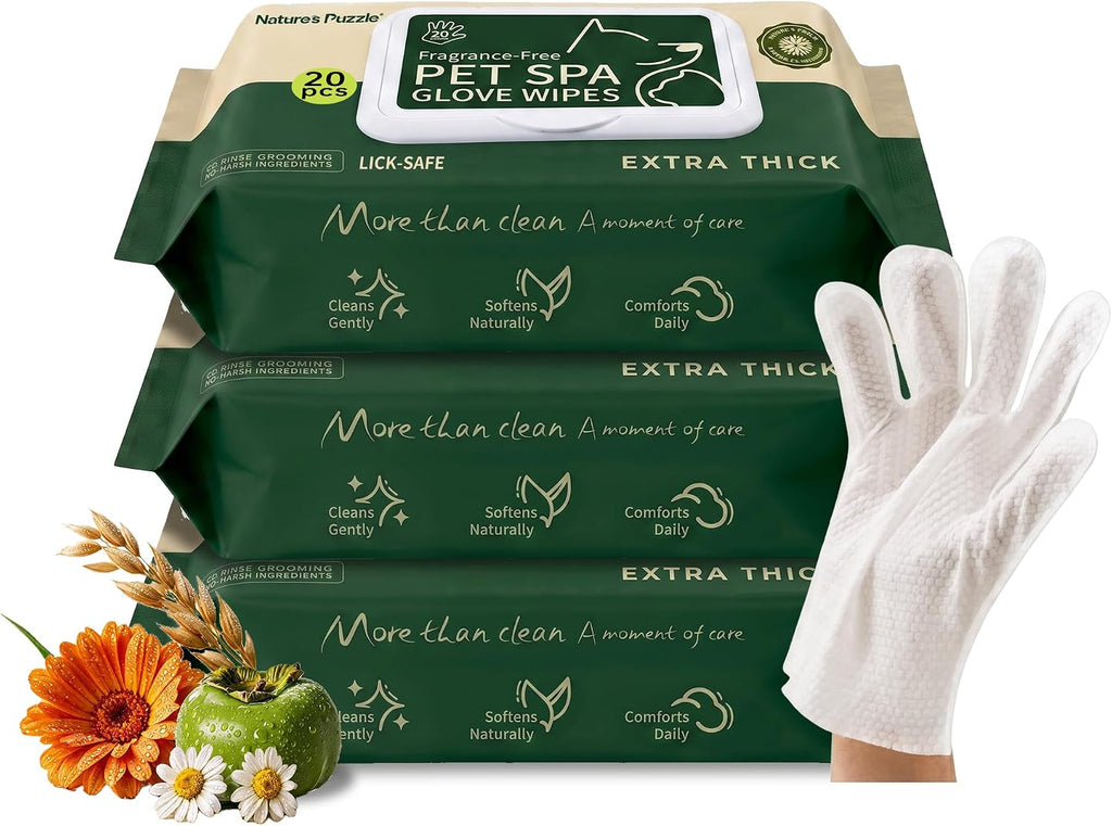 Hypoallergenic Dog & Cat Bathing Glove Wipes, 30 ct