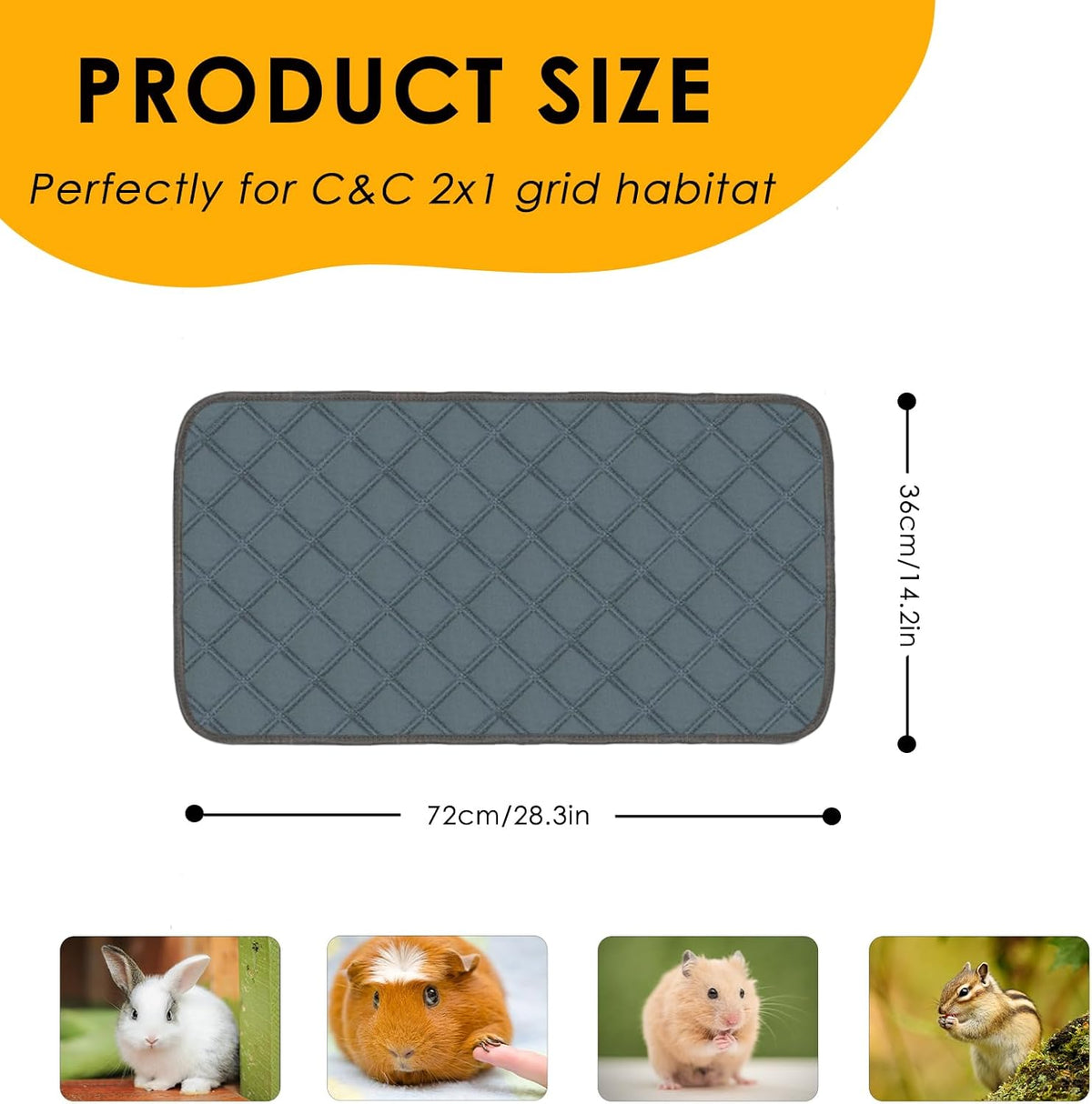 4 Pack Guinea Pig Cage Liners Washable Guinea Pig Bedding Reusable Waterproof Super Absorbent Guinea Pig Pee Pads Anti Slip Mat for Small Animals Rabbit Hamster Rat -28 x 14 Inch