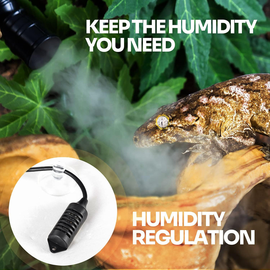 WACOOL Reptile Fogger with Humidity Controller, 4L Large Tank Reptile Humidifier with Humidistat & Extended Hose, Automatic Terrarium Fogger for Beared Dragon Lizard Gecko Snake Tortoise