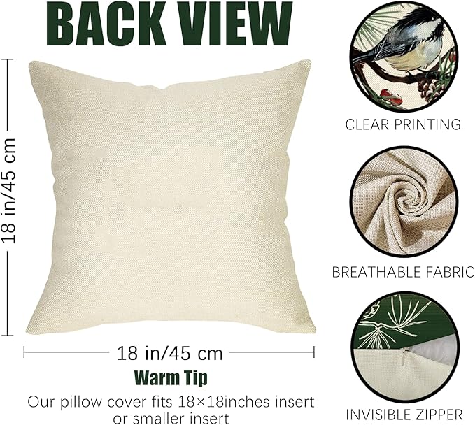 Fahrendom Hello Winter Green Decorative Throw Pillow Covers 18 x 18 Set of 4 - Image 2