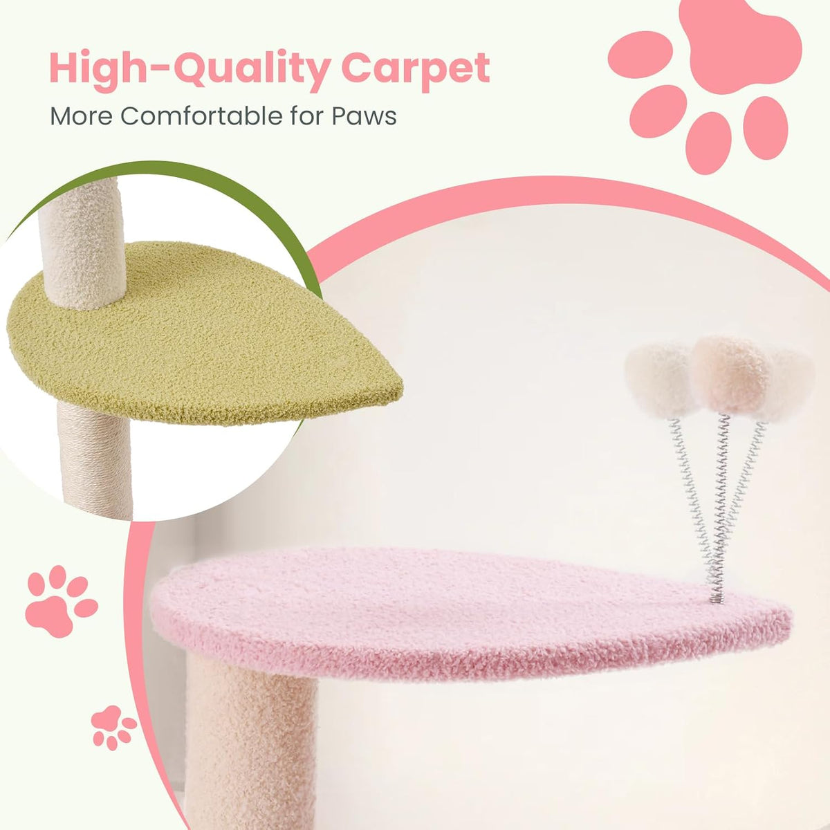Max & Marlow 95-108" Floor to Ceiling Adjustable Cat Tree, Pink