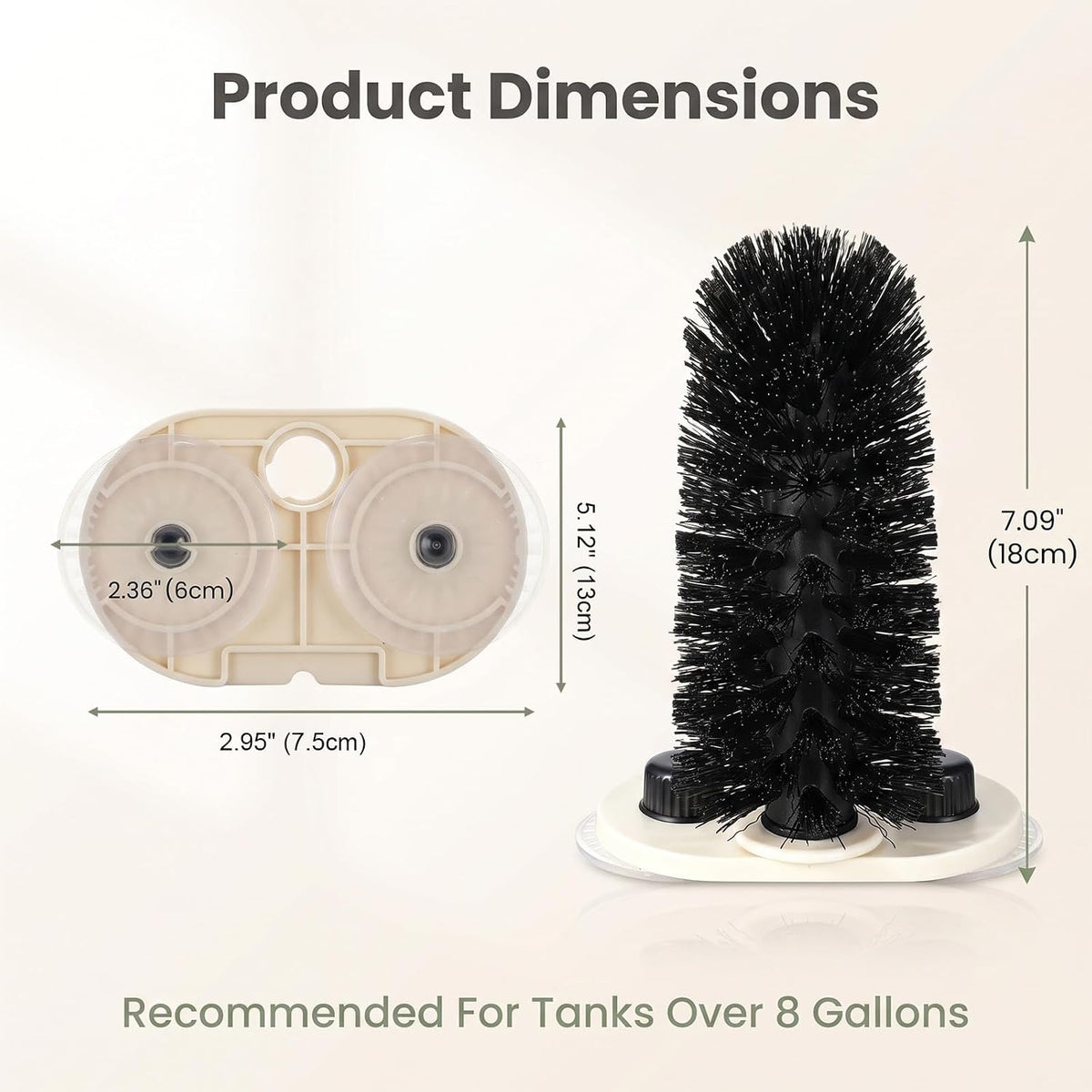 Turtle Brush with Suction Cup - Twist-Lock Aquatic Turtle Shell Cleaner