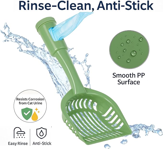 2-in-1 Pooper Scooper with Bag Attachment, Cat Litter Shovel Scoop with Bag - Image 4