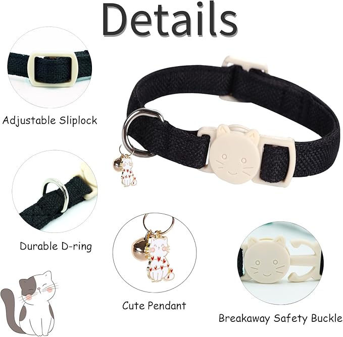 Cat Collar-2 Pack Cat Collar Black and White Linnet - Image 2