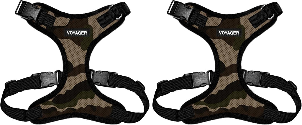 Voyager Step-in Lock Pet Harness - All Weather Mesh, Adjustable Step in Harness for Cats and Dogs by Best Pet Supplies - Army/Black Trim, S (Pack of 2)