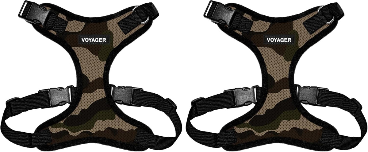 Voyager Step-in Lock Pet Harness - All Weather Mesh, Adjustable Step in Harness for Cats and Dogs by Best Pet Supplies - Army/Black Trim, S (Pack of 2)