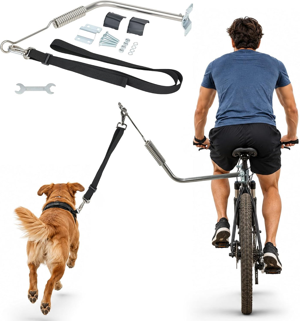 Dog Bike Leash Heavy Duty Handsfree Quick Release Bicycle Attachment Tangle Free for Medium Dogs Cycling Walker