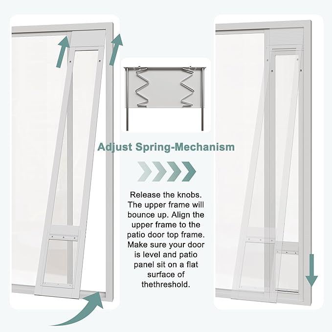 Doggie Door Insert for Sliding Glass Doors, Adjustable Height 76 1/8"-80 7/8" - Image 4