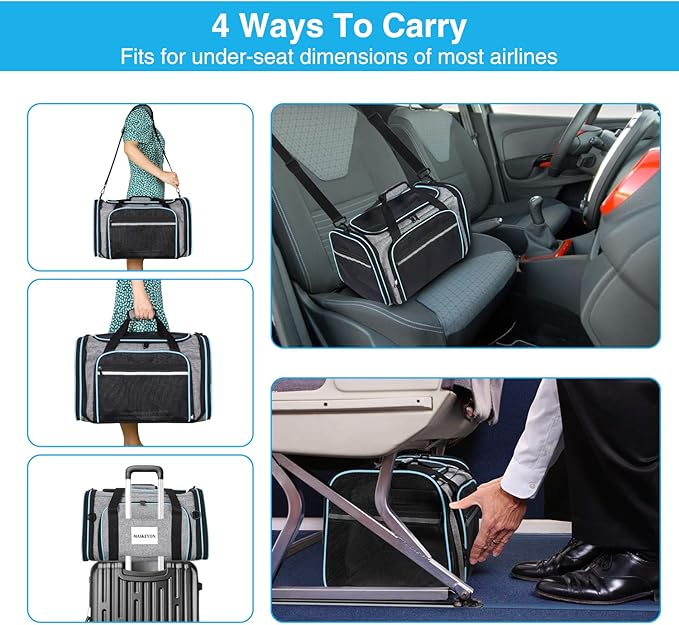 Airline Approved Portable Pet Carrier 2 Sides Expandable Soft-Sided Large Cats - Image 6