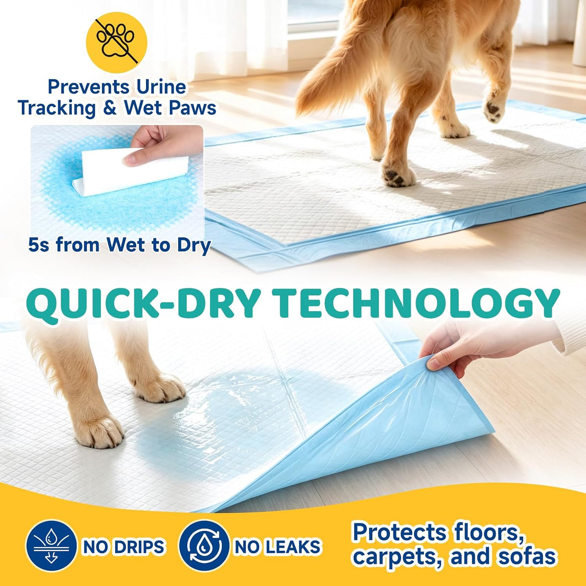 40-Pack Extra Large Super Absorbent Disposable Puppy Pads for Dogs,28x34in|Dog Training Pee Pads, Leakproof Protection,Quick-Dry,Tear-Resistant, Odor Control,Suitable for All Dogs and All Ages