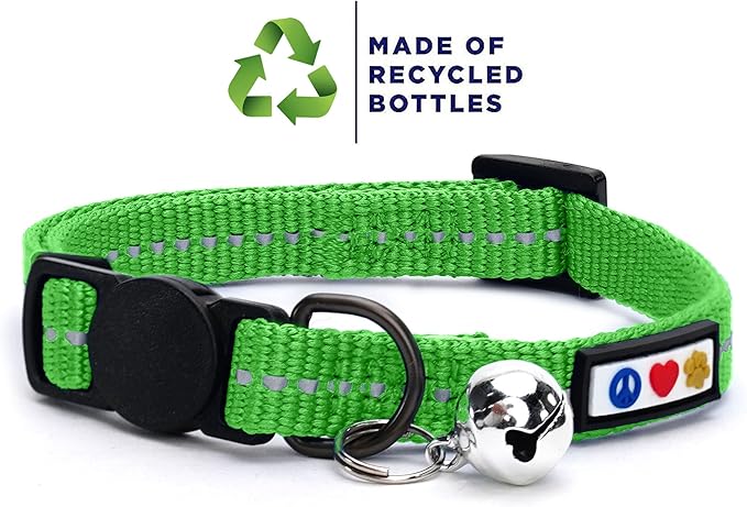 Pawtitas Recycled Green Reflective Cat Collar – Eco-Friendly Breakaway Safety - Image 2