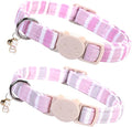 Elegant little tail 2 Pack Cat Collar-Pink Strip Cotton Breakaway Cat Collars by Elegantlittletail