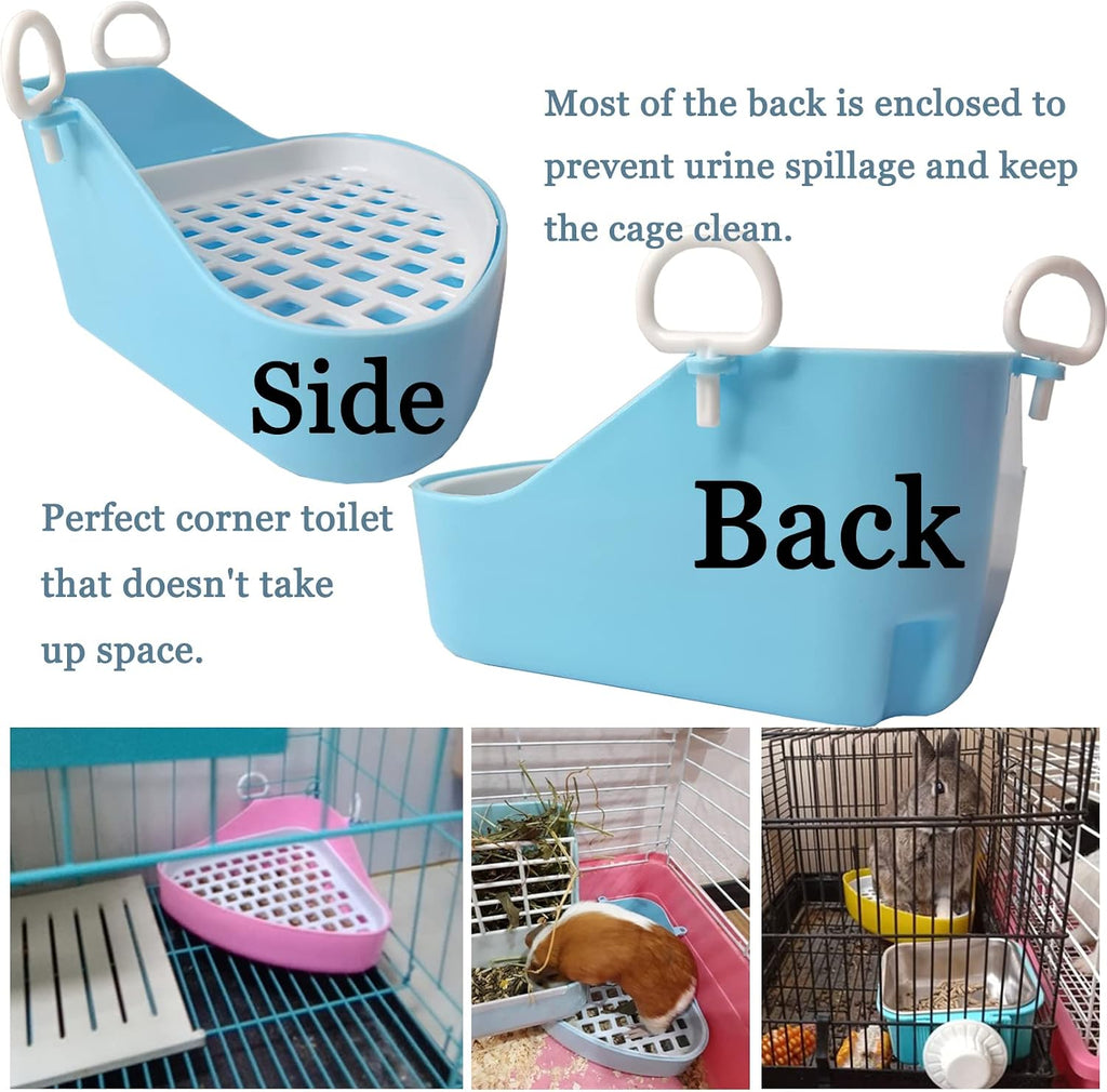 Hamiledyi Guinea Pig Potty Trainer Corner, Small Animals Triangle Plastic Litter Box, Bedding Litter Box Pee Pan Tray Toilet for Hamster Gerbil Bunny Ferret Chinchilla Hedgehog (Blue)