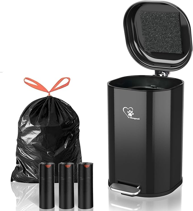Dog Poop Trash Can Outsides, 18L/4.76 Gal Portable Waste Bin by MEEGOOD