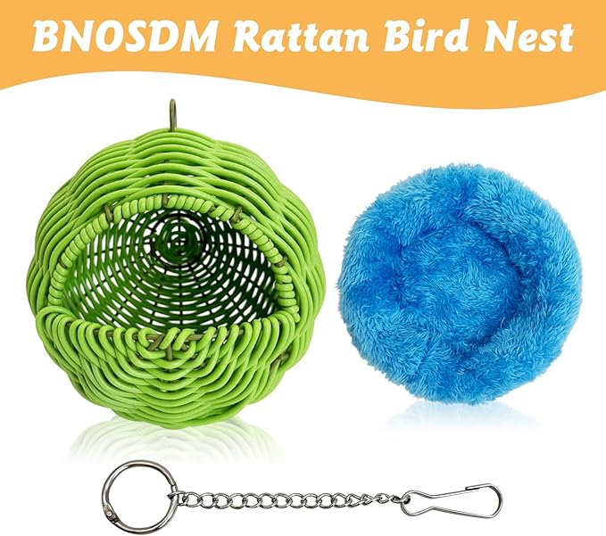 BNOSDM Rattan Parrot Nesting House Bird Nest Parakeet Hanging Swing Soft - Image 7