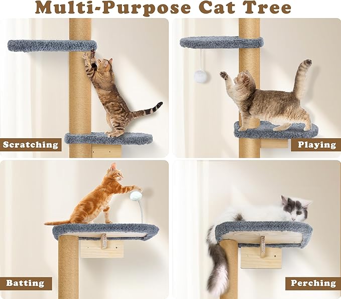 Cat Wall Shelves for Kittens, 83” Floor to Ceiling Cat Tree - Image 5
