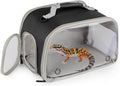 WEVONIGU Scratch-Resistant Bearded Dragon Backpack Foldable Gecko Carrier Ventilation Travel Bag with Clear View Window Dual Carry Cage Options for Travel Hiking & Vet Visits