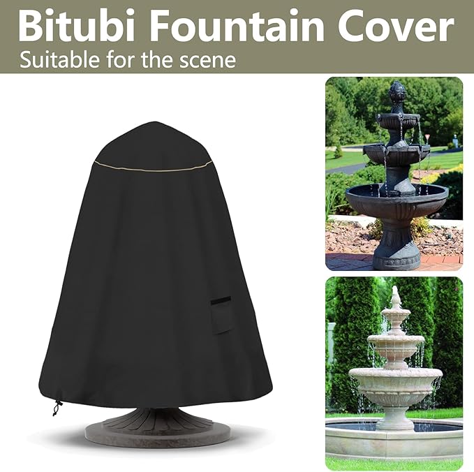 Bitubi Fountain Cover（36"x42"） 600D Oxford Cloth Garden Fountain Statue - Image 2