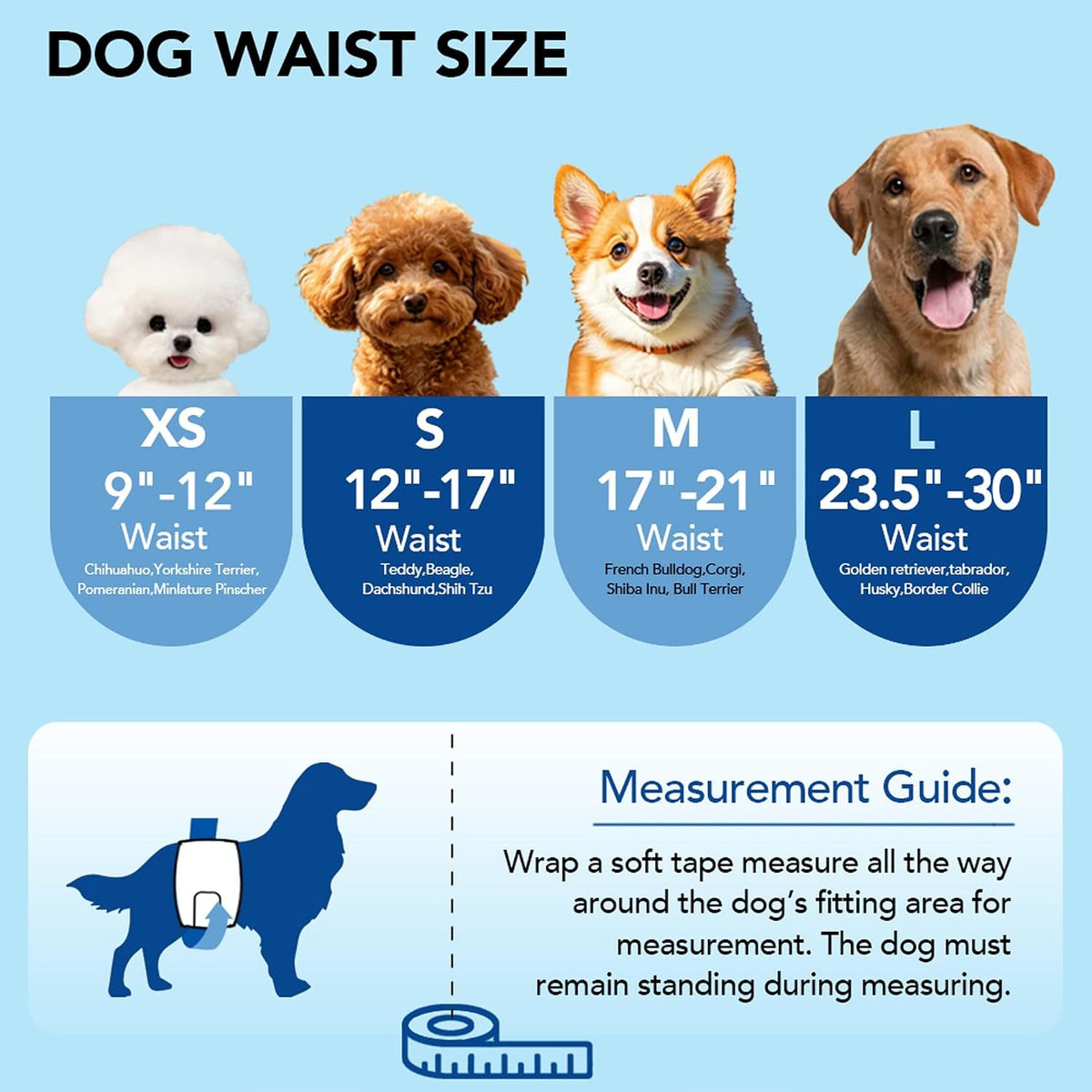 Dog Diapers Male 50Ct Disposable Super Absorbent with Wetness Indicator for Labrador,Golden Retriever, Husky,Border Collie