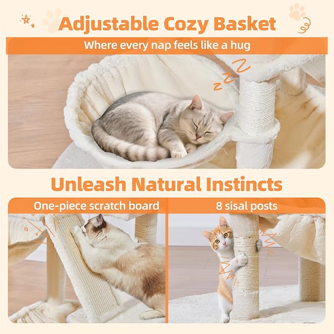 Taoqimiao Cat Tree 57.5-Inch, Cat Tower - Image 6