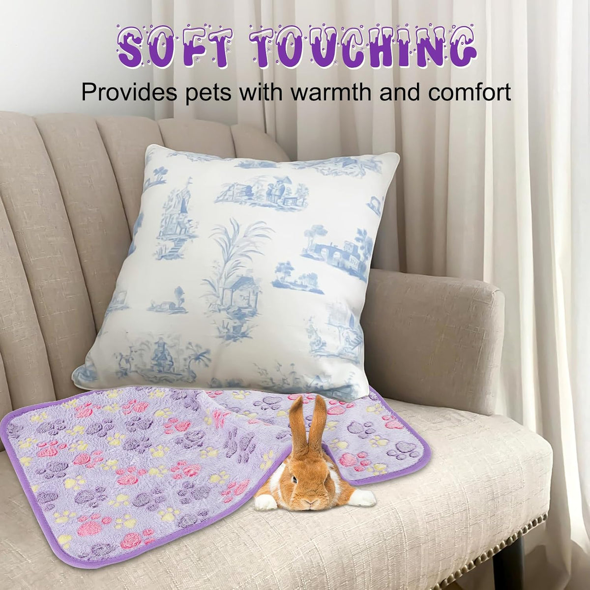 YUEPET 6 Pack Waterproof Guinea Pig Blankets, Fleece Cage Liners, M