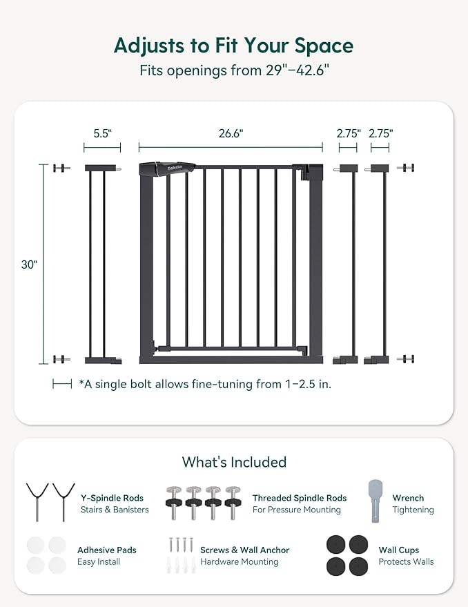 Babelio Baby Gate, 29-43" Auto-Close Easy Install Pet Gate, PressGuard P7 Extra - Image 8