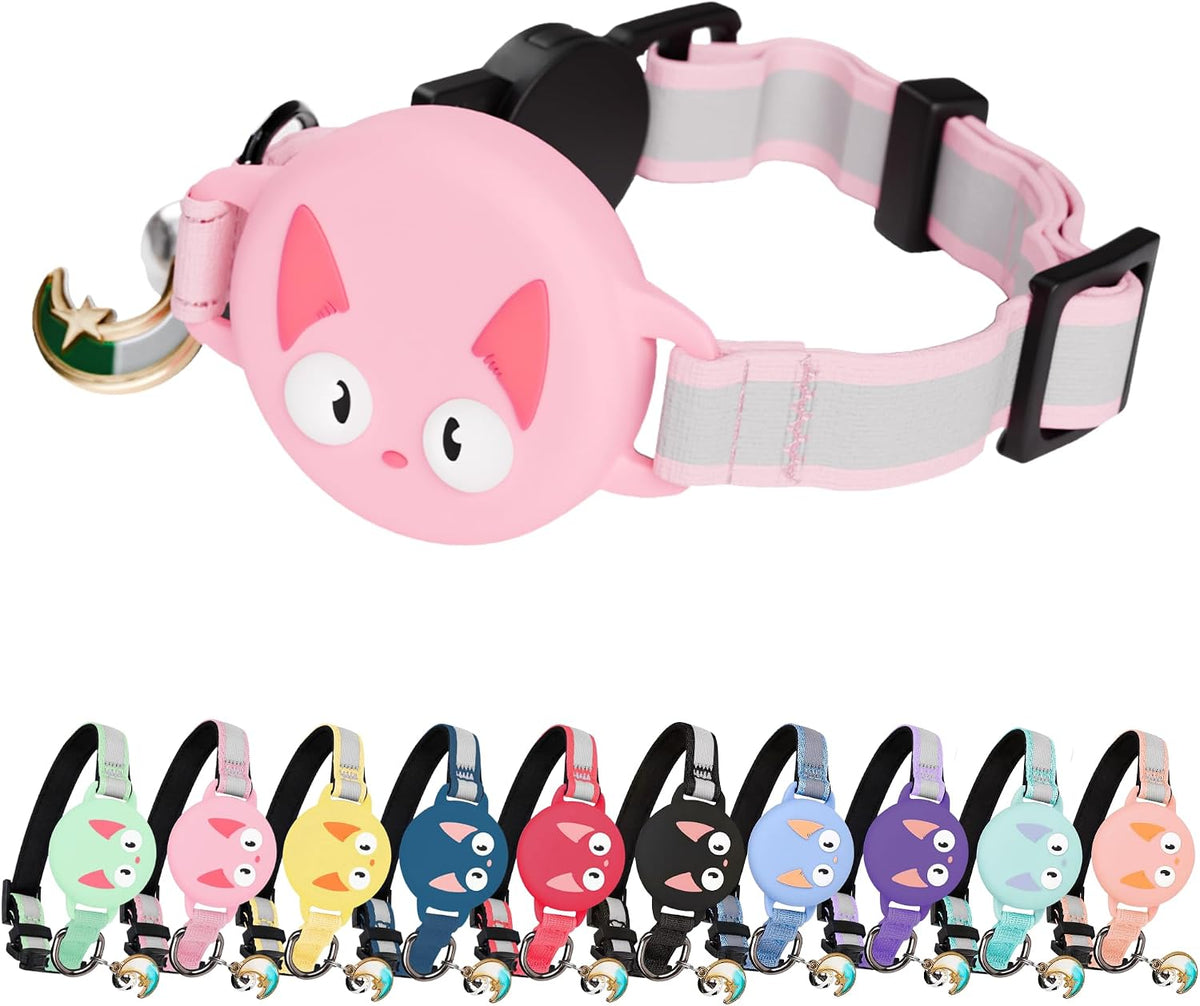 Cat Collar with AirTag Holder, Compatible with Apple AirTag 1st & 2nd Gen – Breakaway, Reflective & Glow in the Dark, Waterproof, with Bell, Adjustable 9-12" Kitten Collar – Green Mint