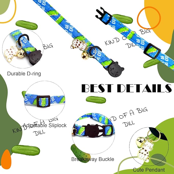 Elegant little tail 2 Pack Cat Collar-Shark Print Cotton Breakaway Cat Collars - Image 2