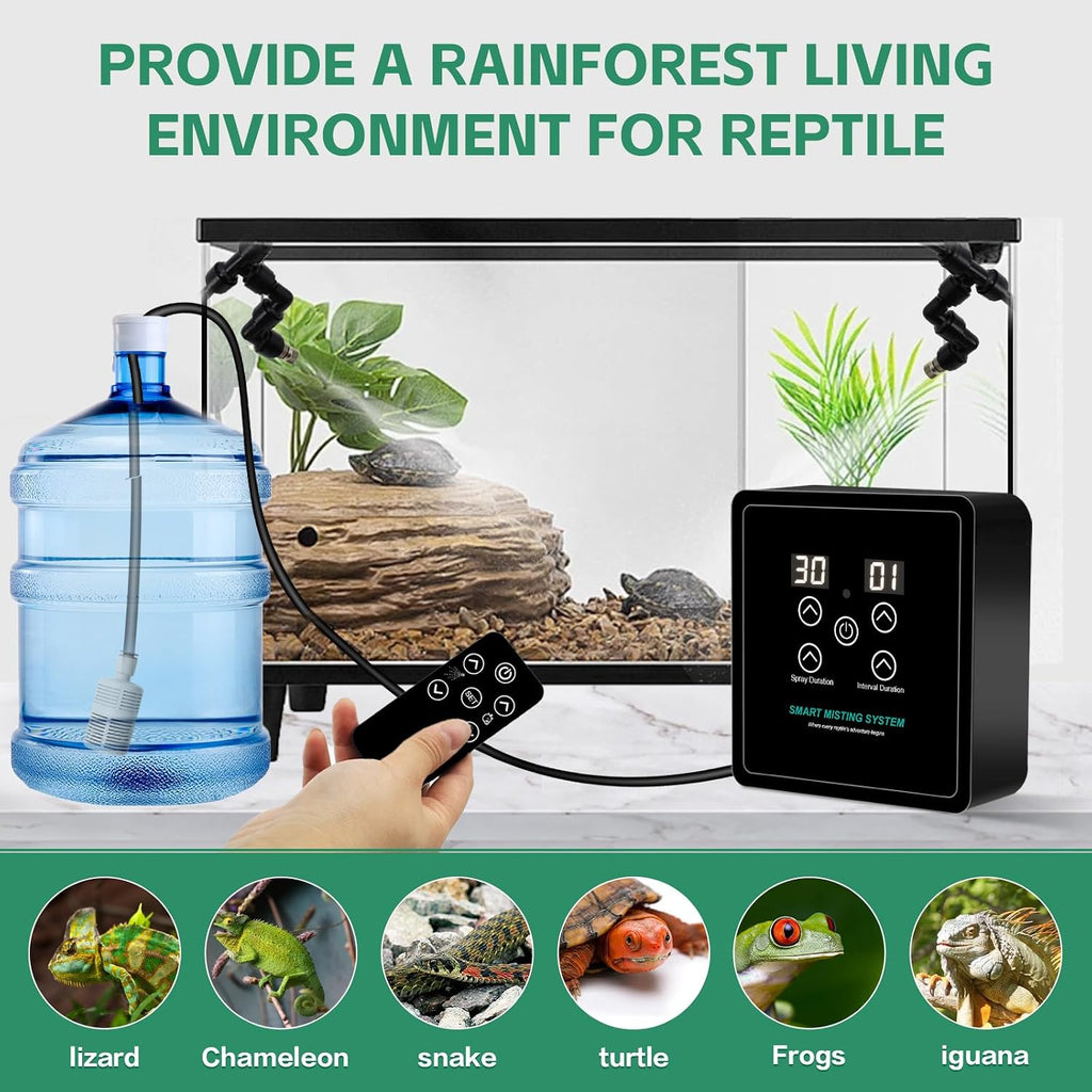 MECESOR Automatic Reptile Mister Humidifier with Timer,Programmable Terrarium Reptile Mister System for Chameleons, Snakes,Frogs,Turtles & Lizards - Smart Spray Control