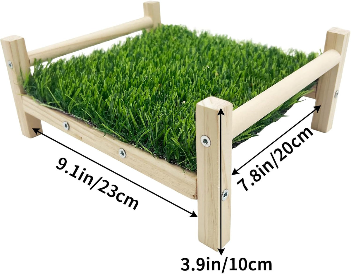 FlidRunest Wooden Rat Foraging Toys, Artificial Grass Foraging Mat for Rats, Safe Rats Enrichment Toys Activities, Boredom Relief Hanging Bed for Pet Rat