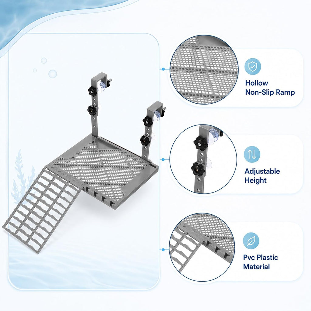 Hanging Turtle Basking Platform with Ramp, Non-Slip Ramp Terracex
