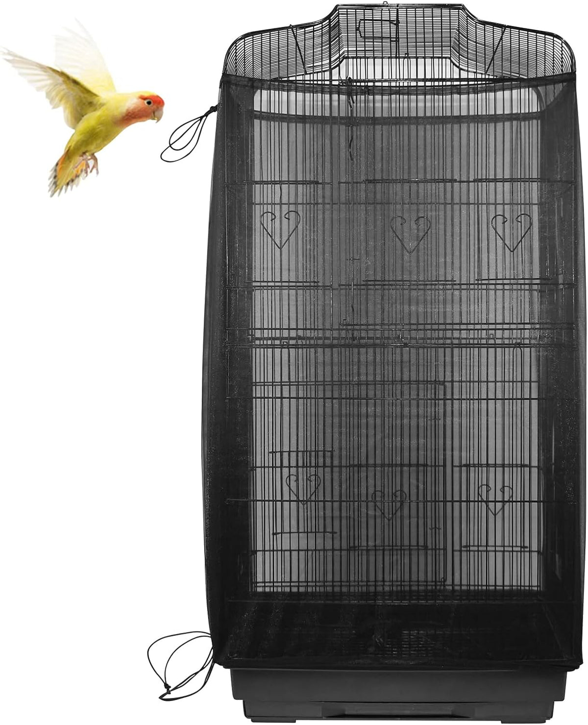Large Bird Cage Seed Catcher Skirt, Parrot Parakeet Macaw Cover Black