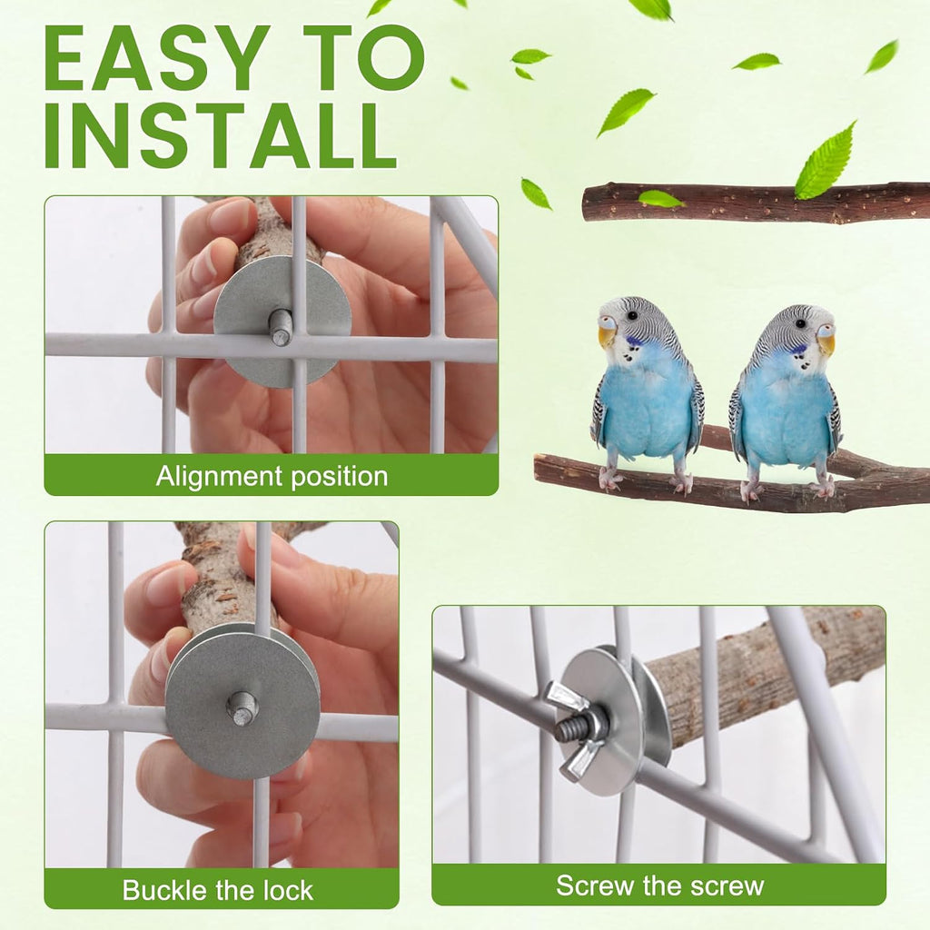 9 Pcs Apple Wood Bird Perch, Platform & Rope Set for Cage