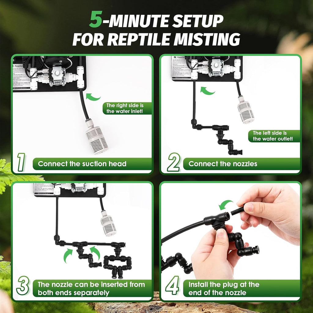 LANUEVA Reptile Humidifier Misting System with 6 Nozzles for Terrarium