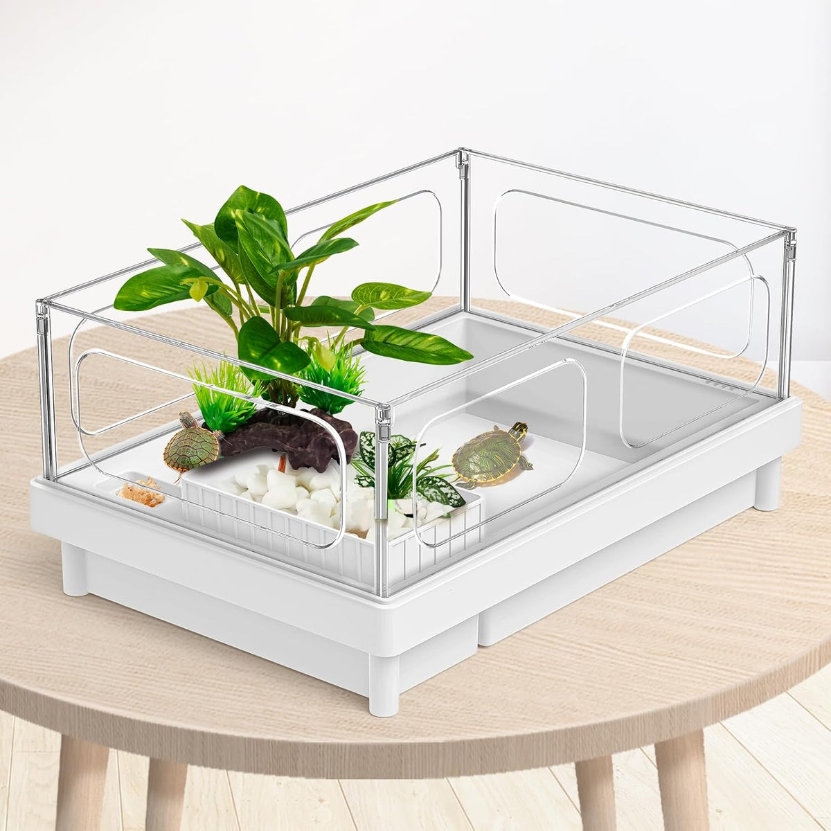 Moonorange Reptile Artificial Plants, Terrarium Plants Decorations Supplies, Aquarium Fish Tank Plant, Amphibian Habitat Hideout Tank Accessories(M Set-4pcs/E)